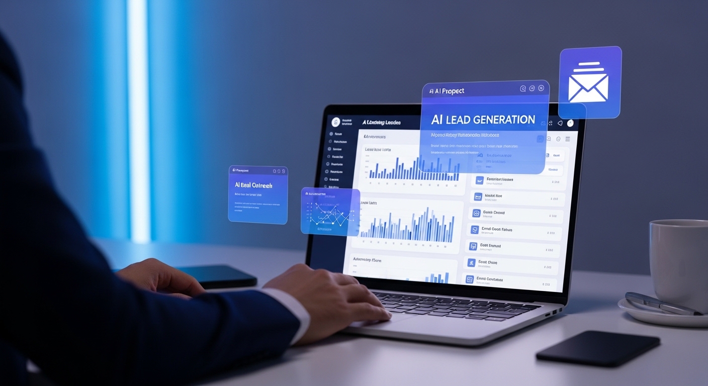 AI lead generation tools dashboard showing automated prospecting and analytics for businesses
