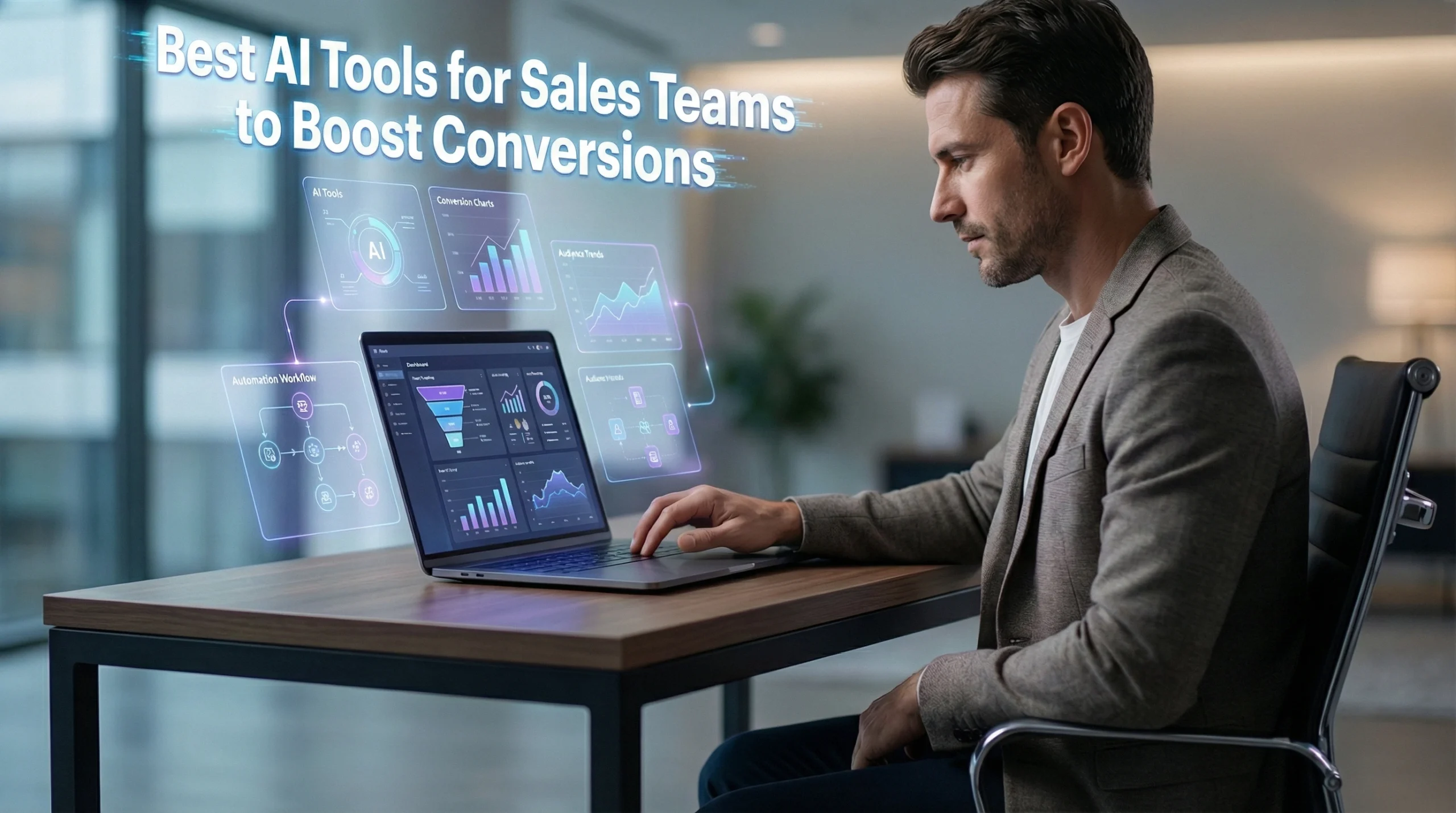 AI tools for sales teams showing CRM dashboard with lead scoring and sales automation